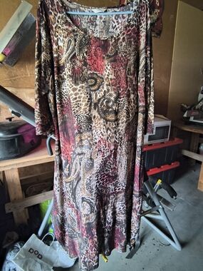 Mlle Gabrielle Brown and Red Paisley Animal Print Maxi Dress